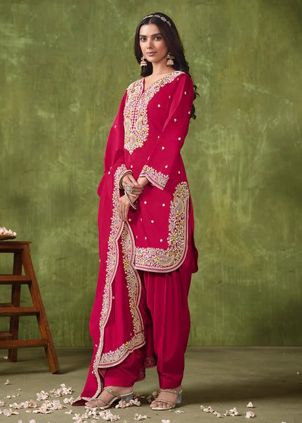 Pink Embroidered Punjabi Suit