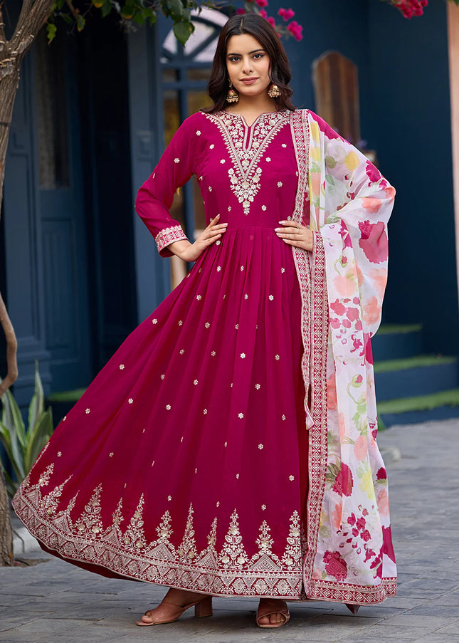 Georgette Printed and Embroidered Anarkali Series