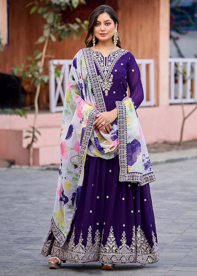 Georgette Printed and Embroidered Anarkali Series