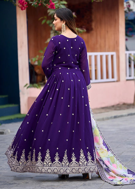 Georgette Printed and Embroidered Anarkali Series