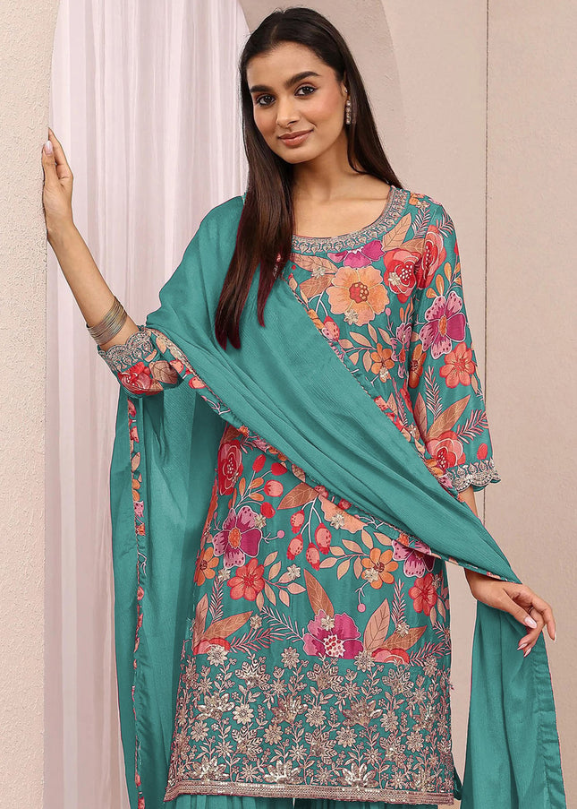 Chinnon Printed and Embroidered Gharara Suit Series