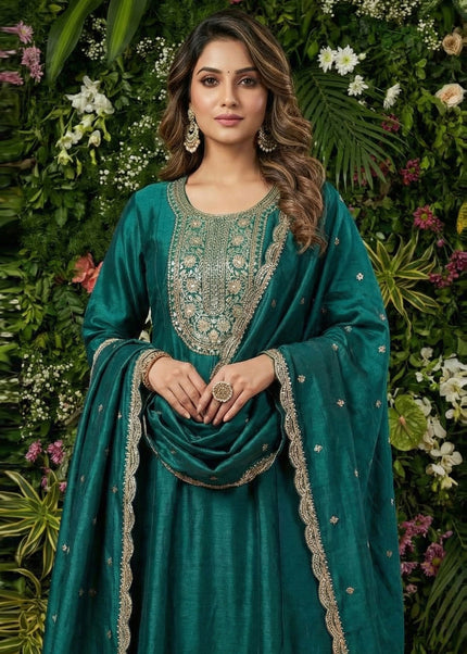 Golden Embroidered Sharara Suit