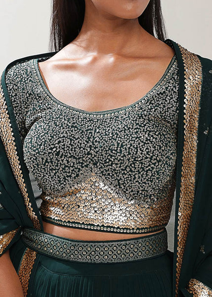 Teal Embroidered Lehenga Choli
