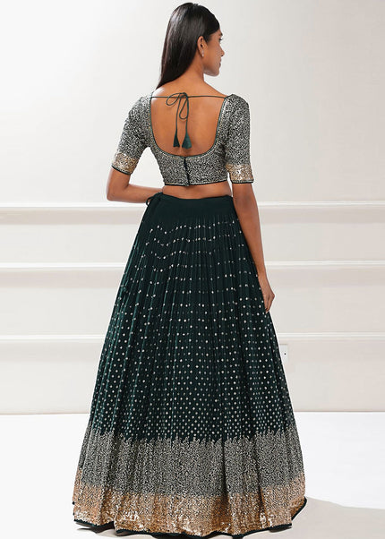 Teal Embroidered Lehenga Choli