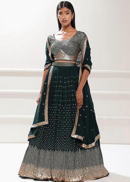 Teal Embroidered Lehenga Choli