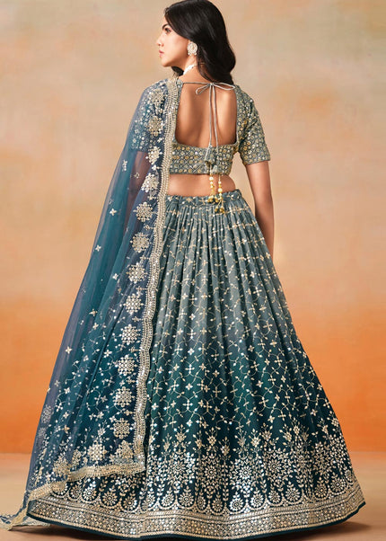 Blue Embroidered Lehenga Choli