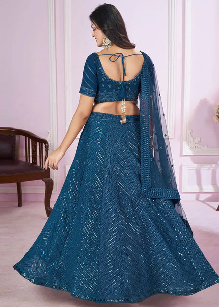 Blue Embroidered Lehenga Choli