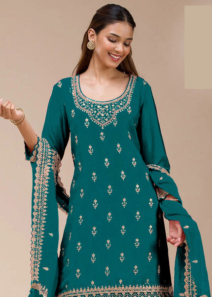 Sequins Embroidered Sharara Suit