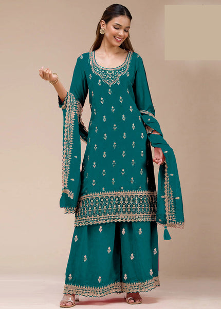Sequins Embroidered Sharara Suit