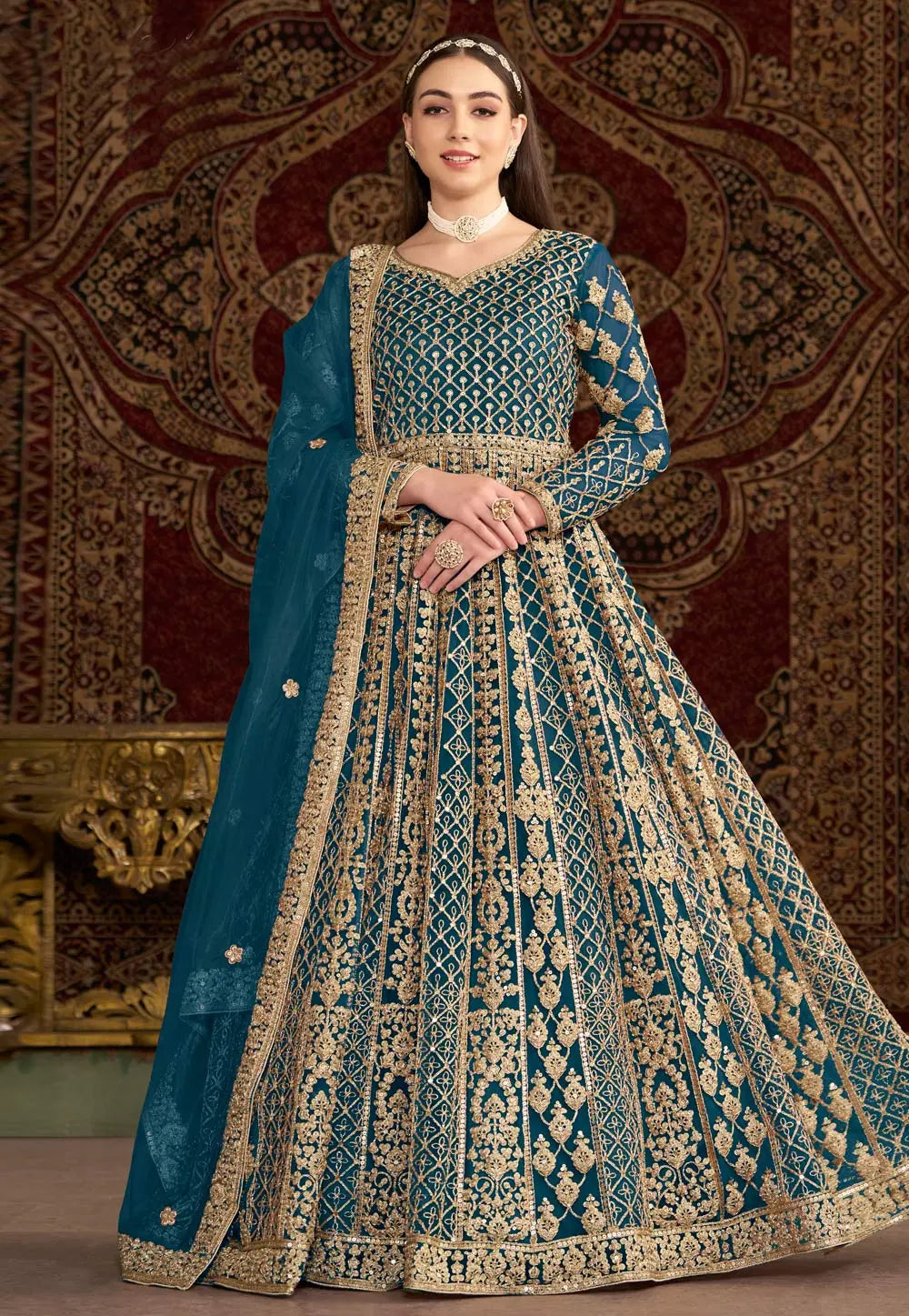 Blue Embroidered Anarkali FALAKENOOR Blue Embroidered Anarkali FALAKENOOR