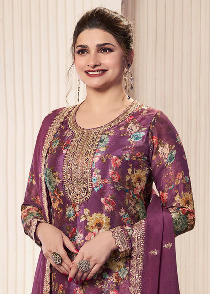 Pink Embroidered Pant Suit