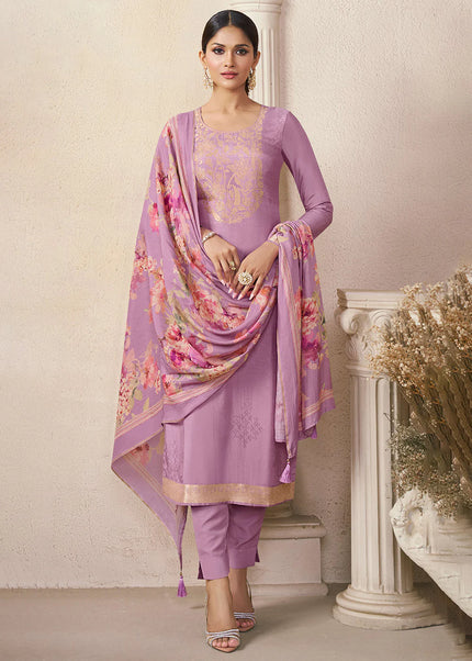 Lavender Embroidered Pant Suit