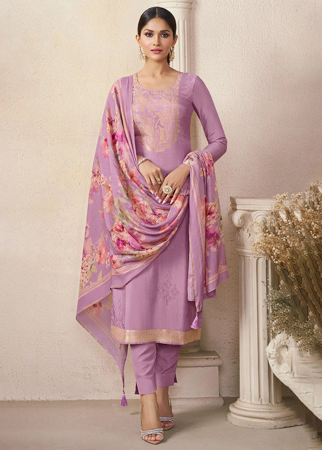 Lavender Embroidered Pant Suit