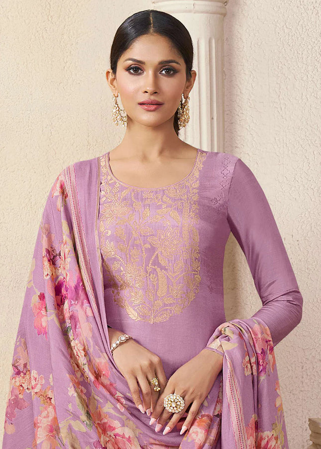 Lavender Embroidered Pant Suit