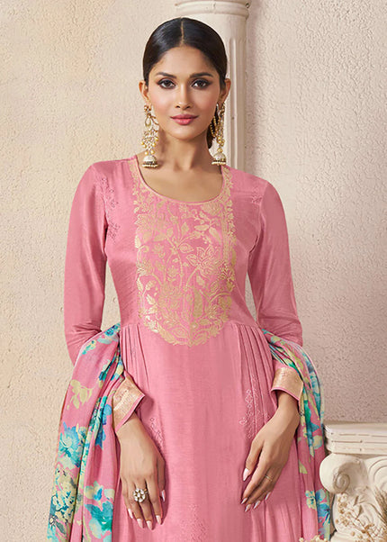 Pink Embroidered Pant Suit