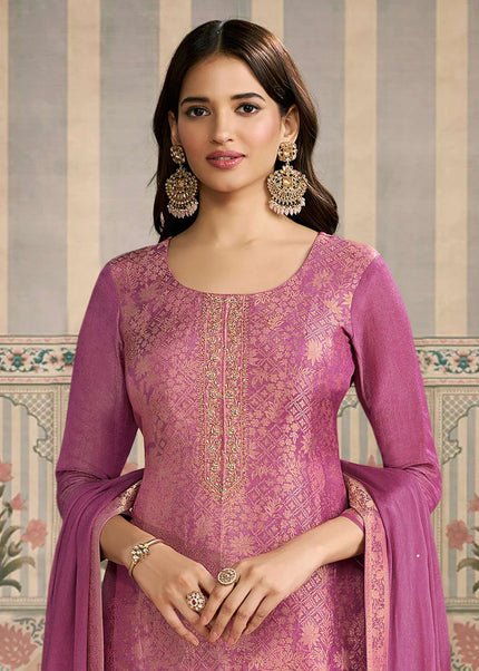 Pink Embroidered Pant Suit