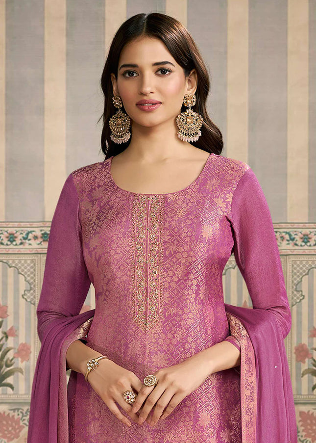 Pink Embroidered Pant Suit
