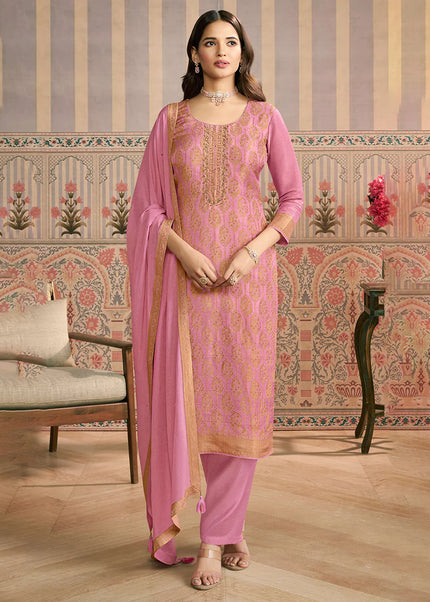 Purple Embroidered Pant Suit