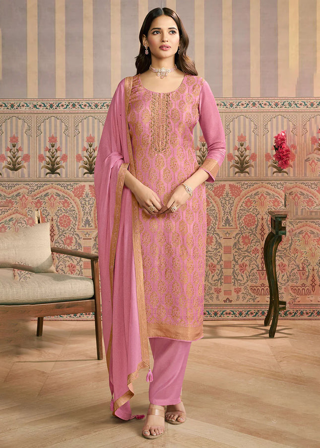 Purple Embroidered Pant Suit