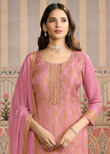 Purple Embroidered Pant Suit