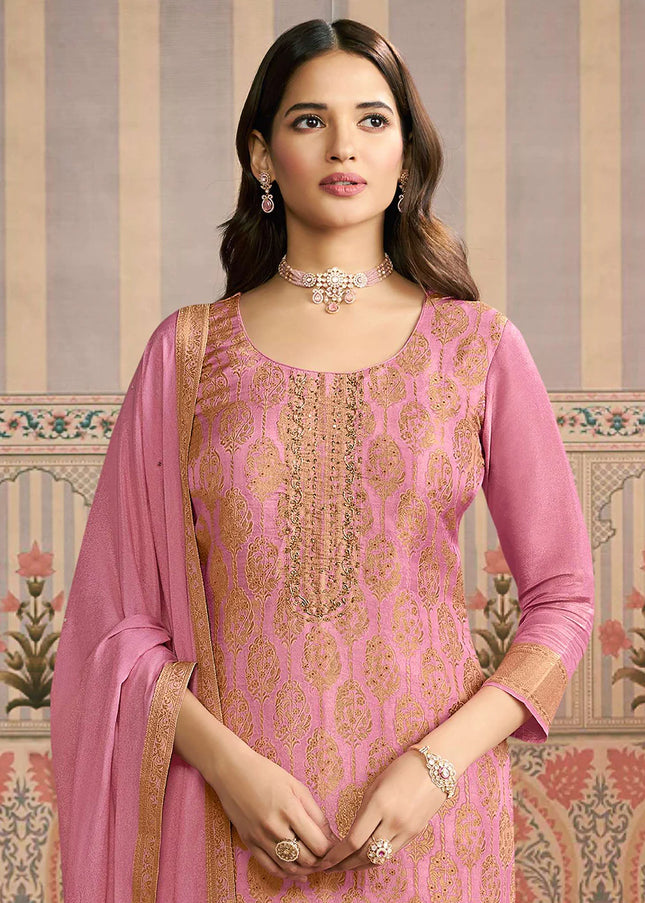 Purple Embroidered Pant Suit