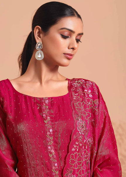 Pink Embroidered Pant Suit