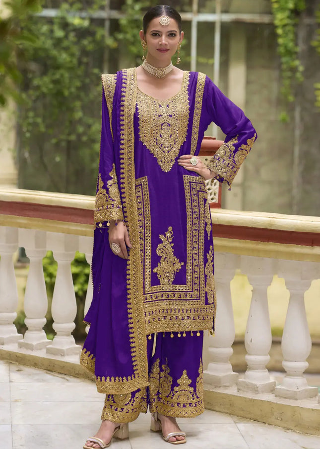 Golden Embroidered Palazzo Suit Series