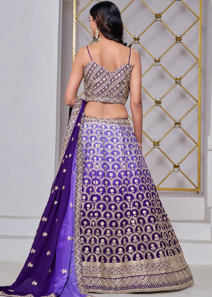 Violet Embroidered Lehenga Choli