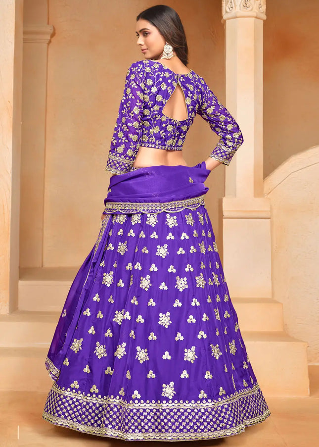 Violet Embroidered Lehenga Choli