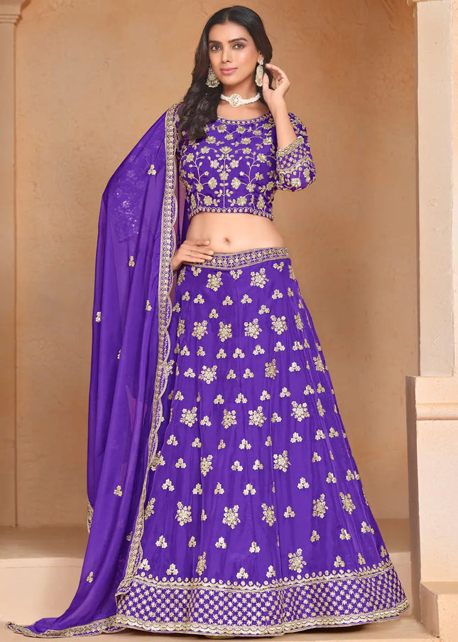 Violet Embroidered Lehenga Choli