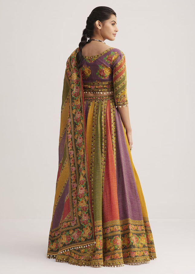 Multicolor Printed and Embroidered Lehenga Choli