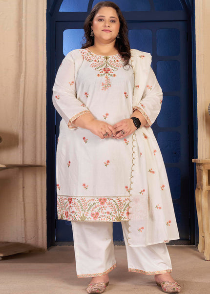 Offwhite Embroidered Pant Style Suit