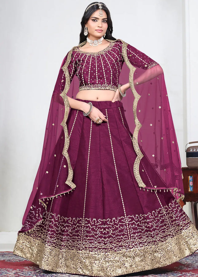Purple Embroidered Lehenga Choli