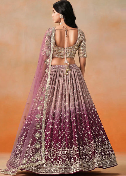 Mauve Embroidered Lehenga Choli