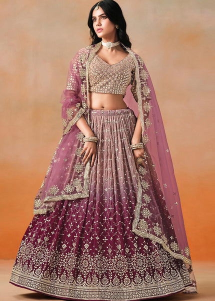 Mauve Embroidered Lehenga Choli