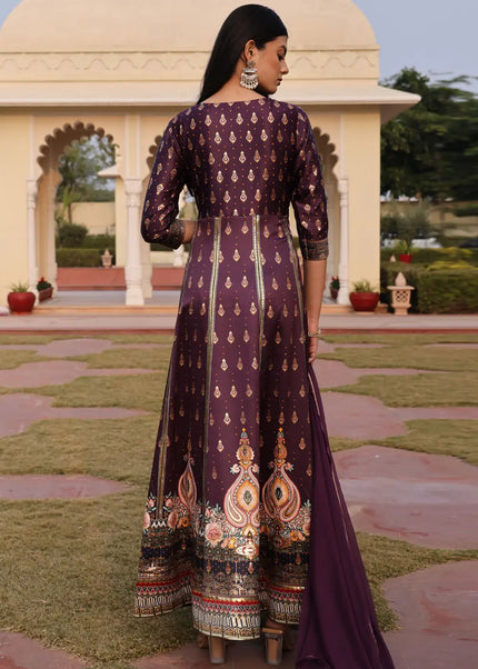 Purple Embroidered Anarkali Gown
