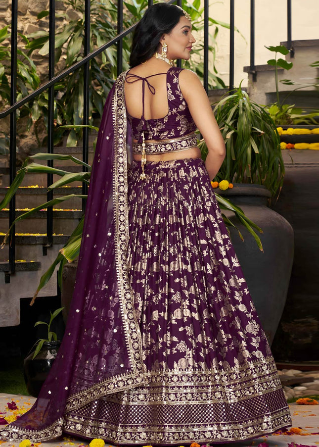 Purple Embroidered Lehenga Choli