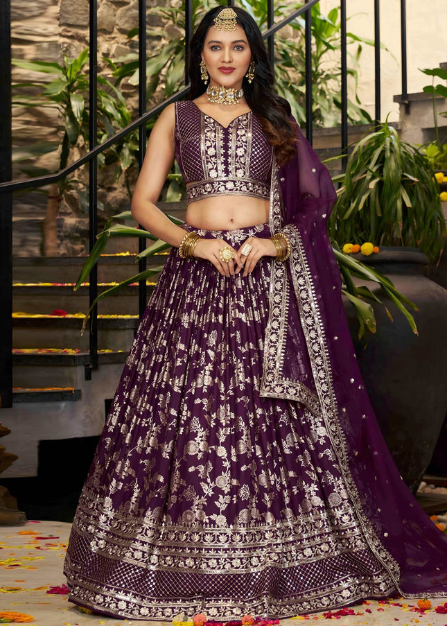 Purple Embroidered Lehenga Choli