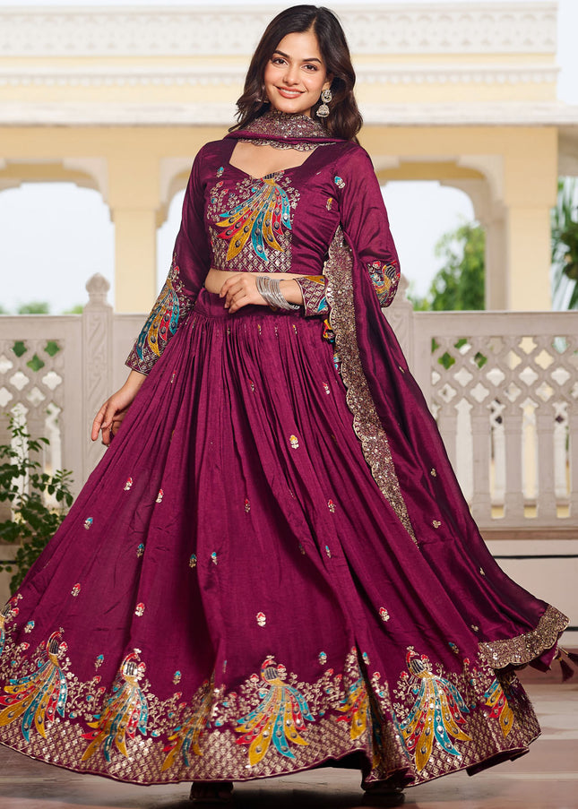 Maroon Embroidered Lehenga Choli