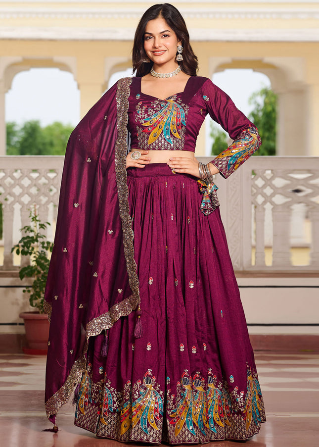 Maroon Embroidered Lehenga Choli