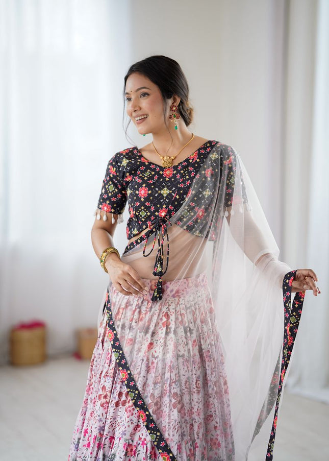 Multicolor Printed and Embroidered Lehenga Choli