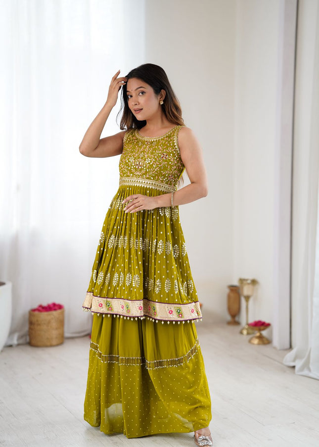 Lime Green Embroidered Lehenga Choli