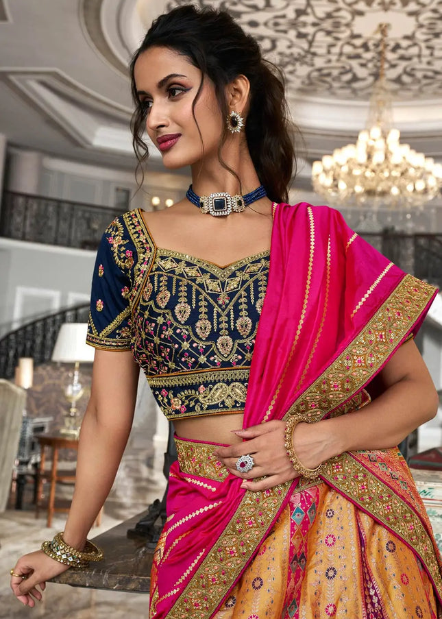 Violet Multicolor Embroidered Lehenga Choli