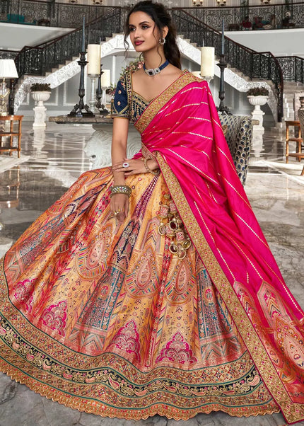 Violet Multicolor Embroidered Lehenga Choli