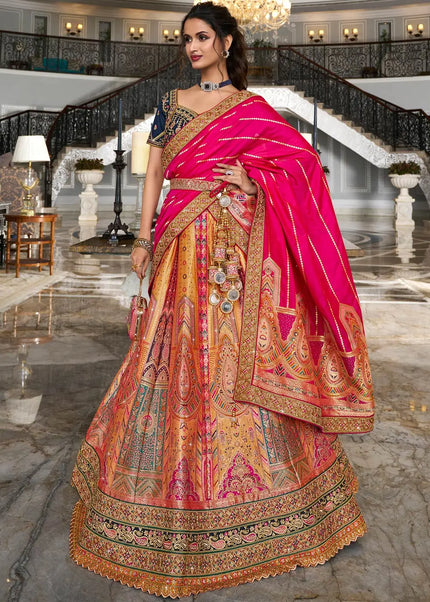 Violet Multicolor Embroidered Lehenga Choli