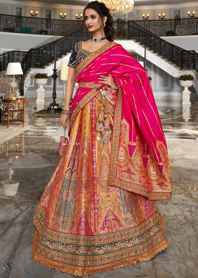 Violet Multicolor Embroidered Lehenga Choli