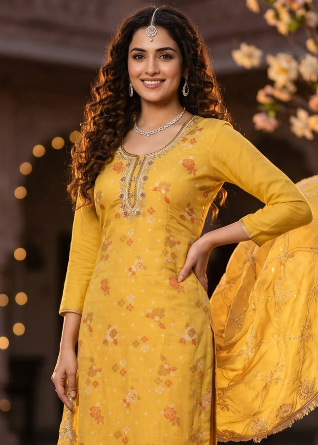 Cotton Printed and Embroidered Pant Style Suit Series