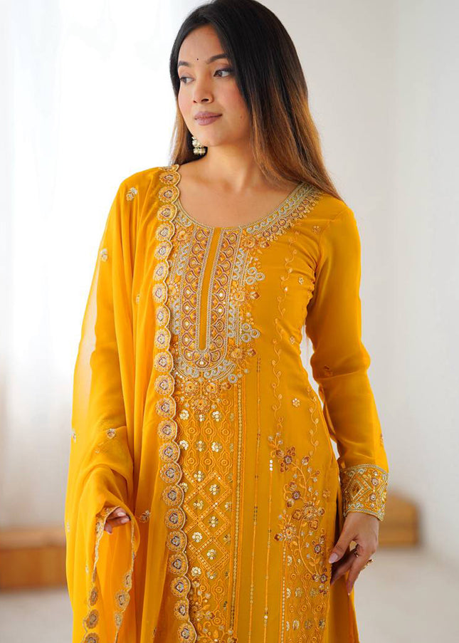 Sequins Embroidered Pant Style Suit