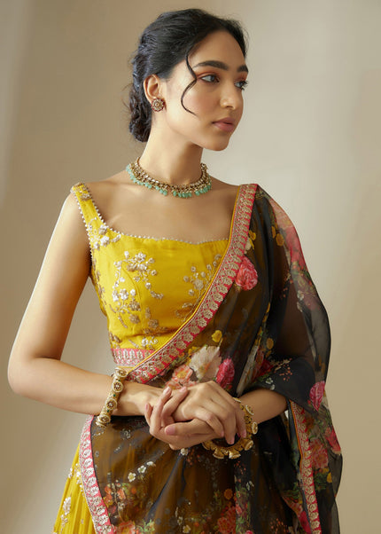 Yellow Embroidered Lehenga Choli