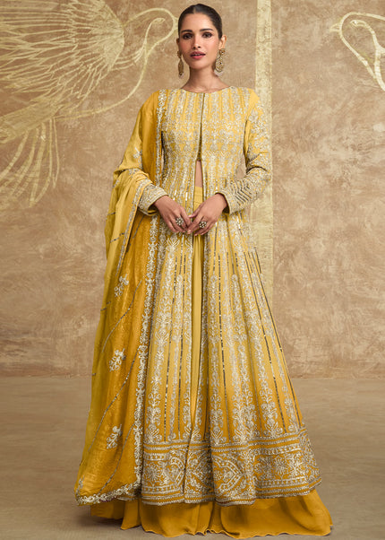 Yellow Shaded Embroidered Lehenga Anarkali
